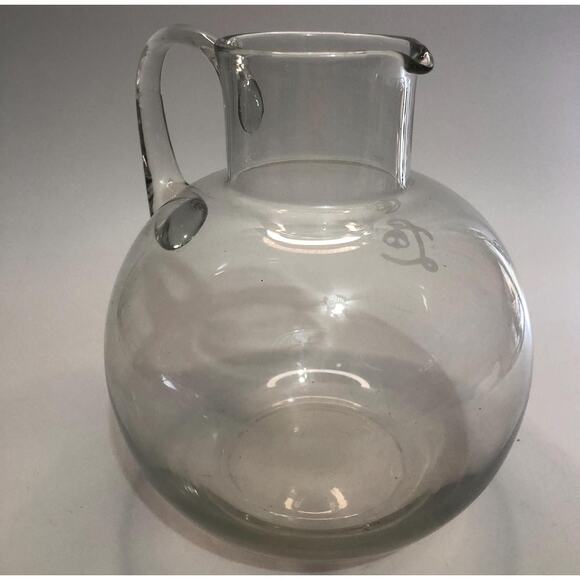 Tiffany & Co Refresher Clear Crystal Water Pitcher Round Etched Initial "L" - Picture 3 of 5